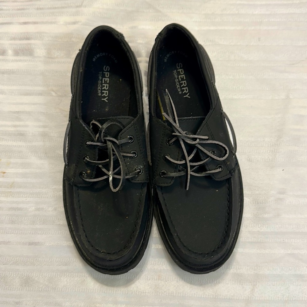 Sperry Kids Black AO Twisted Lug Boat Shoes sz 6